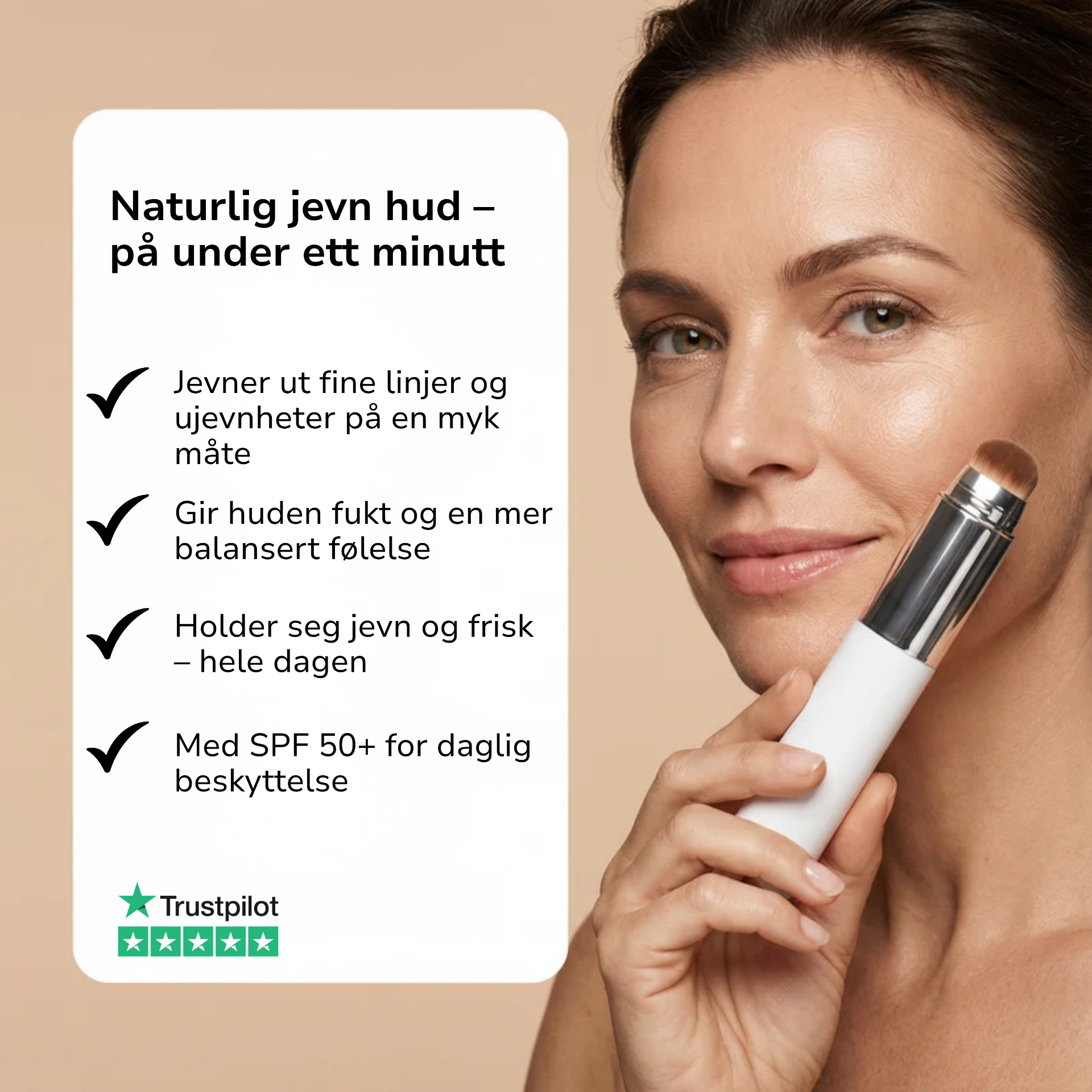 Kvinne påfører ELUNE Adapt Stick foundation